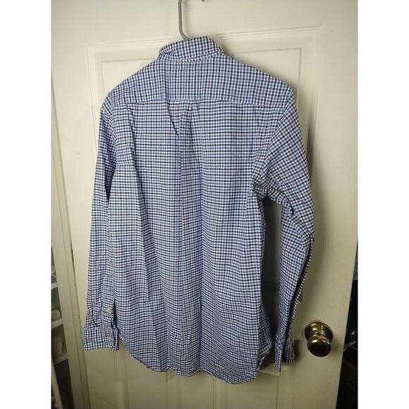 Ralph Lauren Men's M Shirt Blue Checked Long Sleeve Collared Button Front Button - Picture 9 of 9